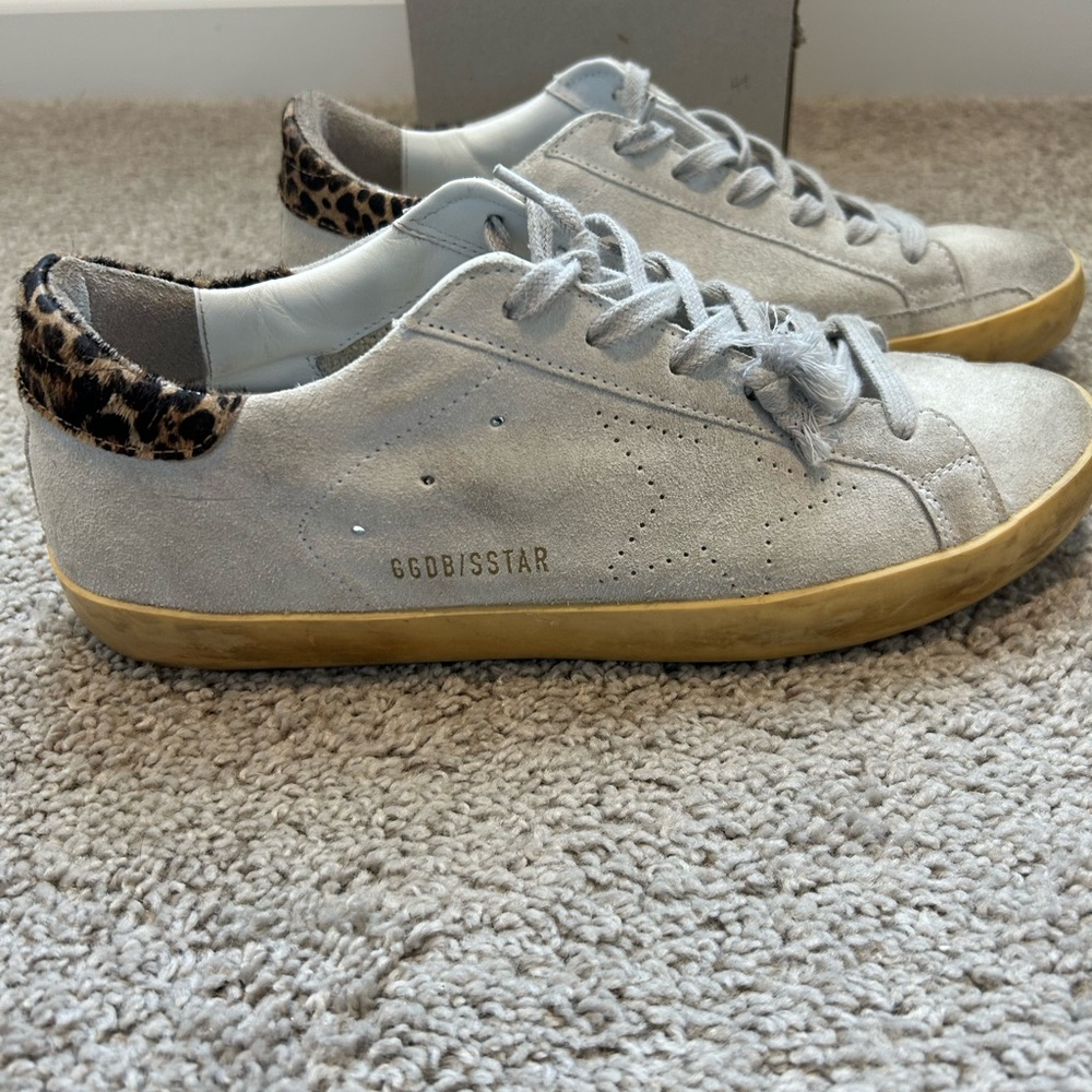 Golden Goose Superstar Sz 40 Leopard Heel Suede Sneakers + Box & Passport GGDB - Picture 4 of 12